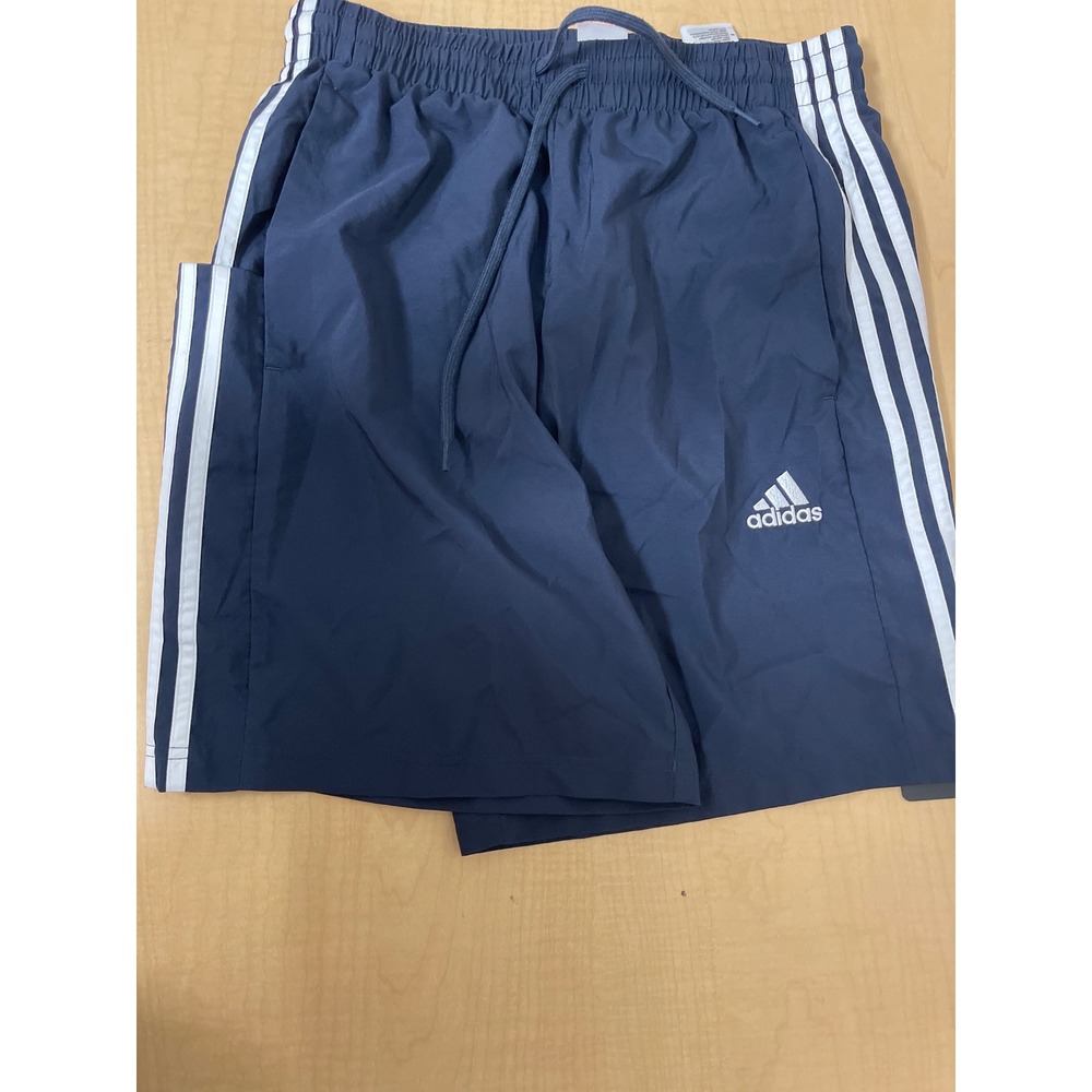 Adidas Mens Navy Blue 3-Stripe Athletic Shorts Size MT Drawstring Mesh Lined